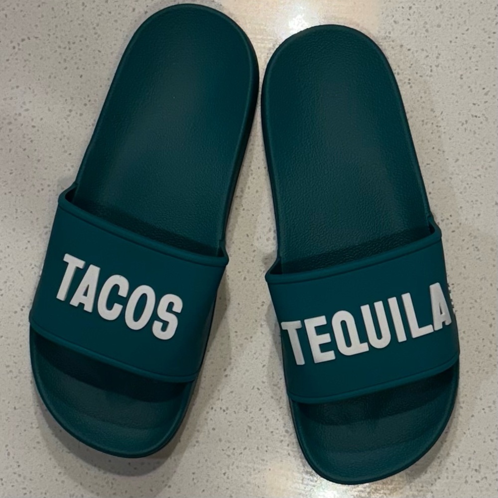 Cazadores Tacos Tequila Turquoise Slides size 38